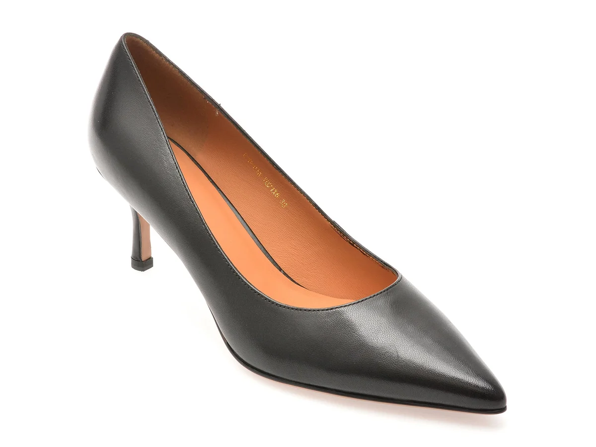 Pantofi Eleganti Epica Negri, E76, Din Piele Naturala