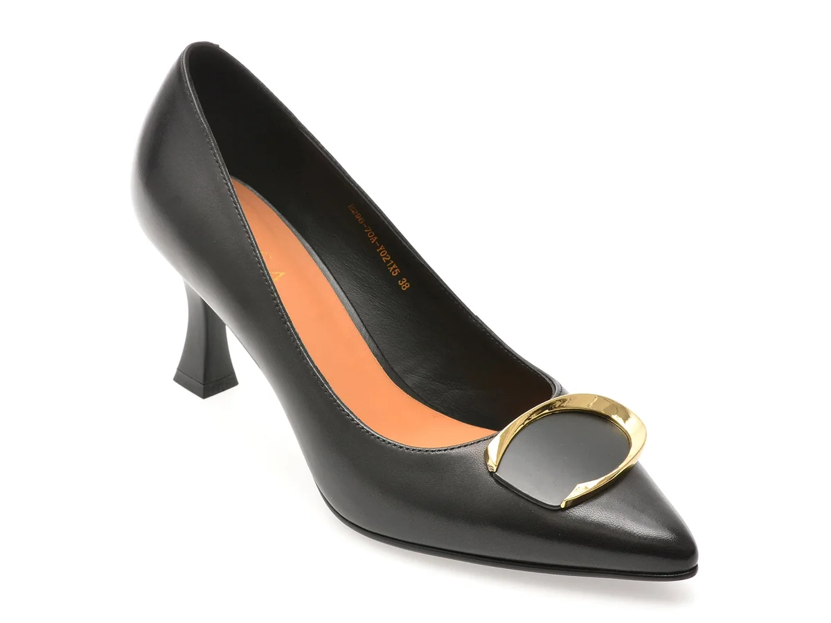 Pantofi Eleganti Epica Negri, E296, Din Piele Naturala