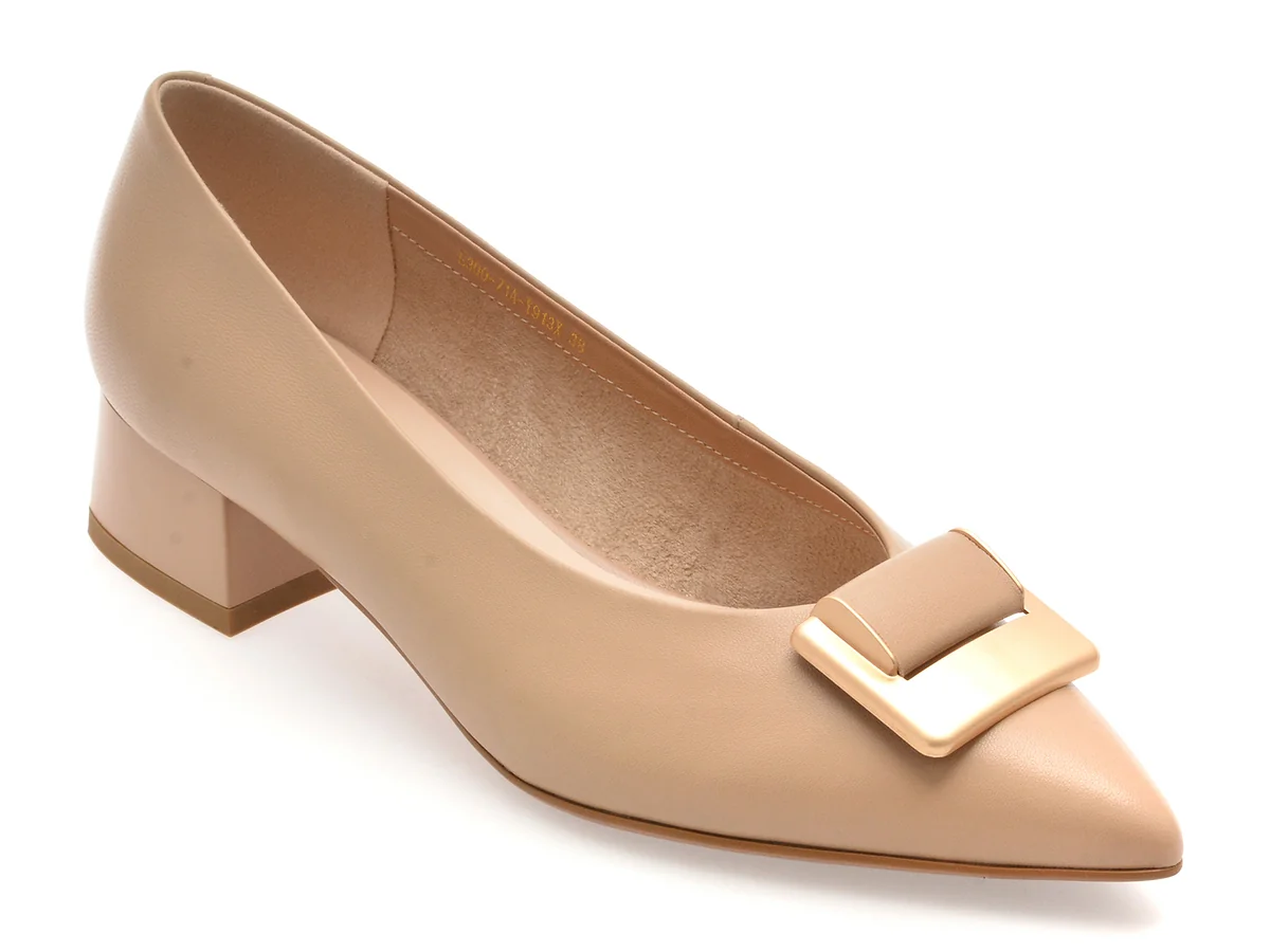 Pantofi Epica Nude, E300, Din Piele Naturala