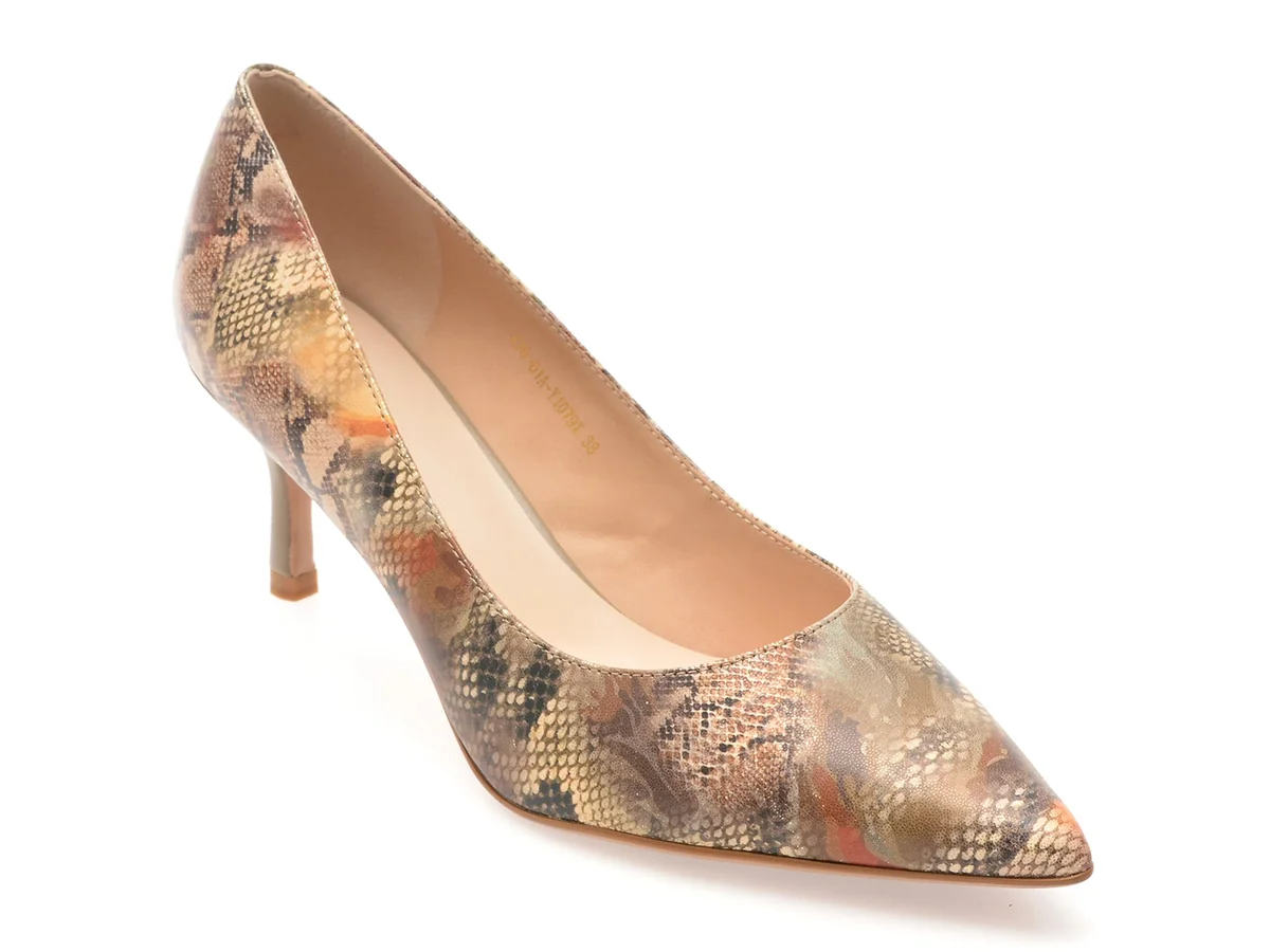 Pantofi Eleganti Epica Multicolor, E76, Din Piele Naturala