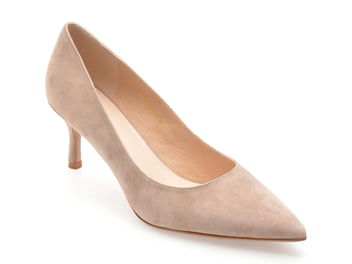 Pantofi Eleganti Epica Gri, E76, Din Piele Intoarsa