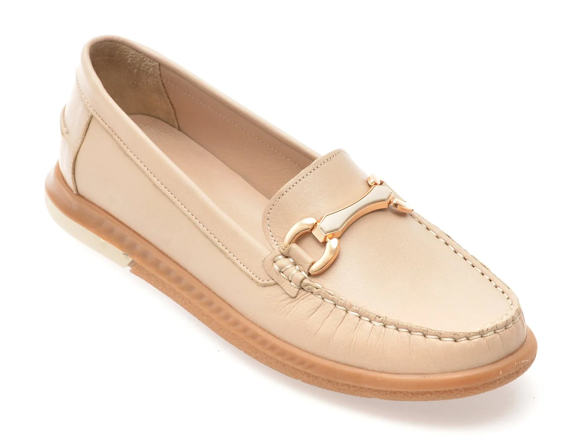 Mocasini Flavia Passini Bej, 24103, Din Piele Naturala