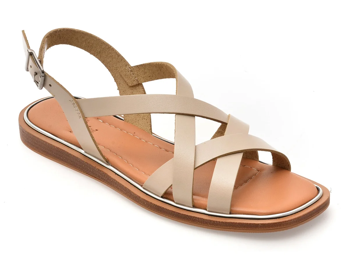 Sandale Flavia Passini Bej, 11501, Din Piele Naturala