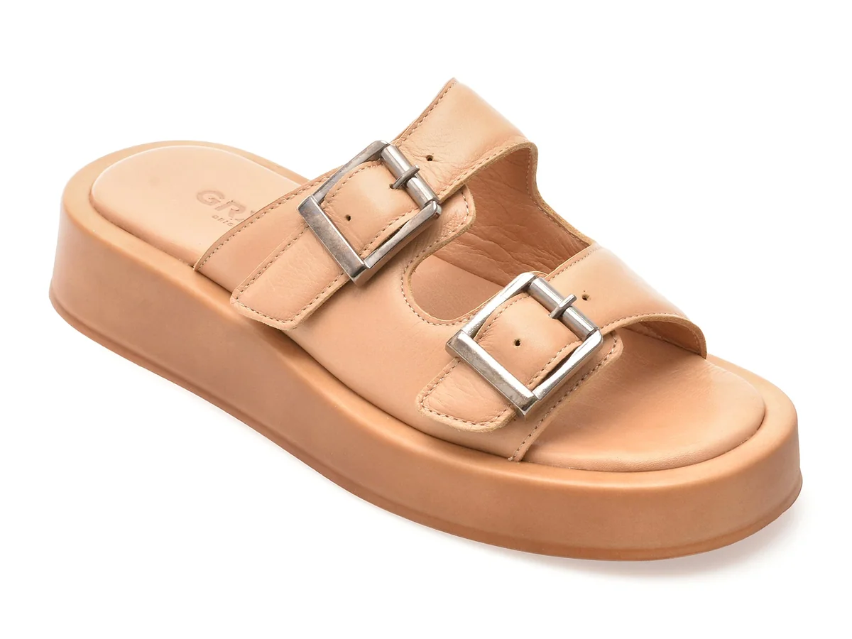 Papuci GRYXX Nude, 5009, Din Piele Naturală