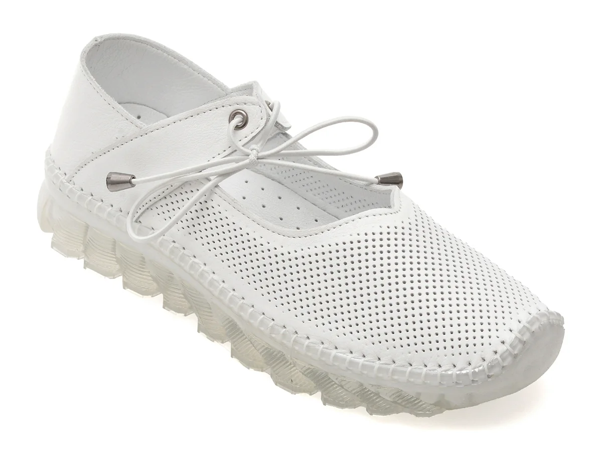 Pantofi Flavia Passini Albi, 15101, Din Piele Naturală