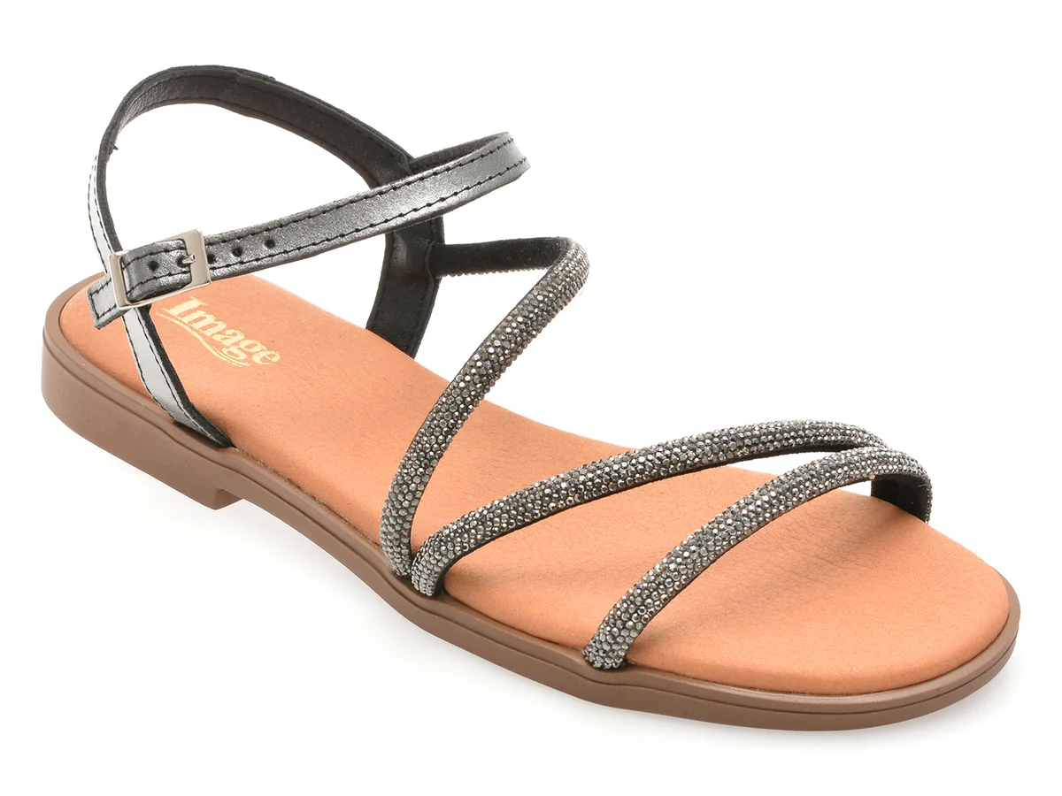 Sandale Image Gri, BRADES, Din Piele Naturala