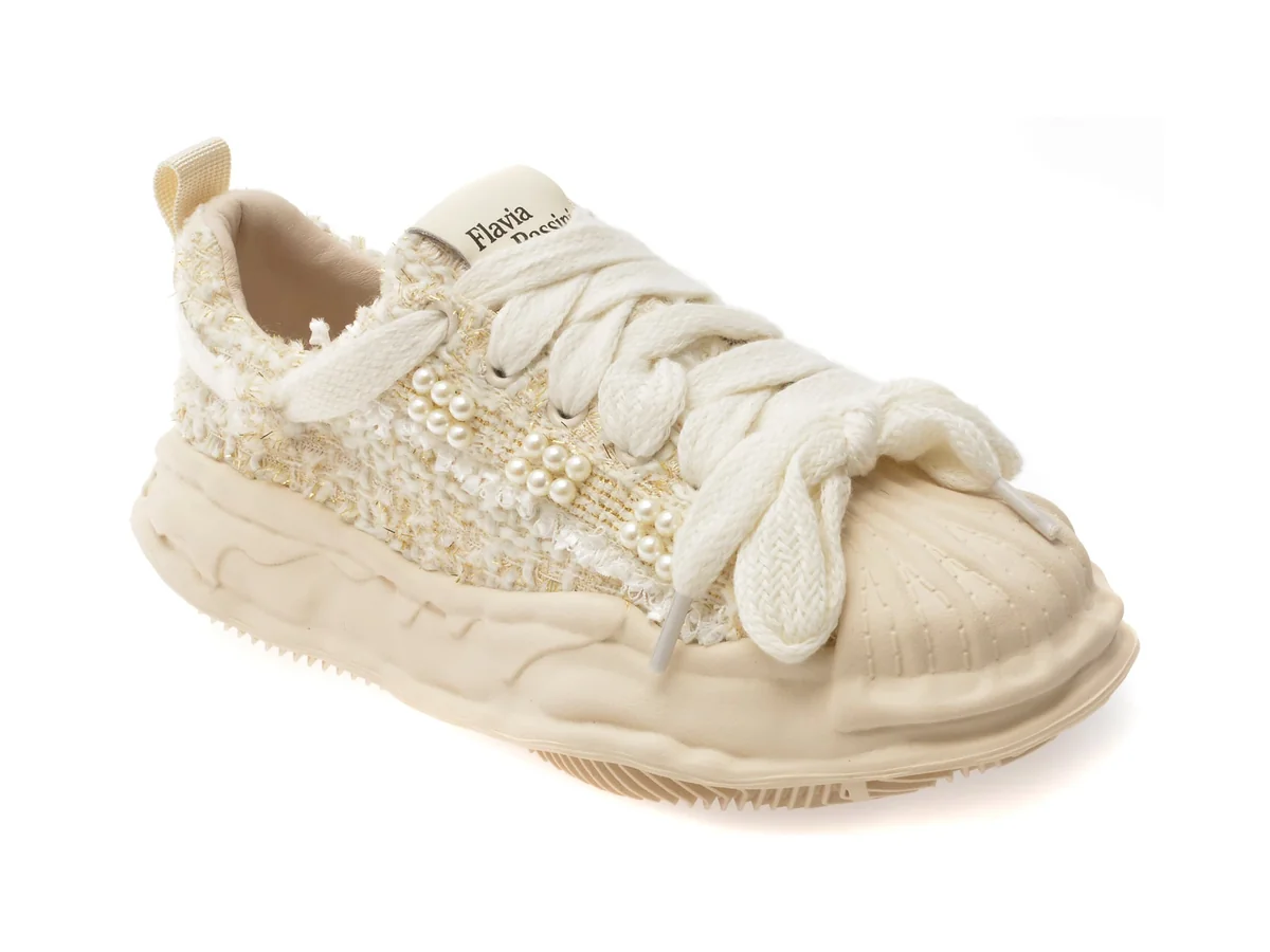 Pantofi Sport Flavia Passini Albi, H8015, Din Material Textil