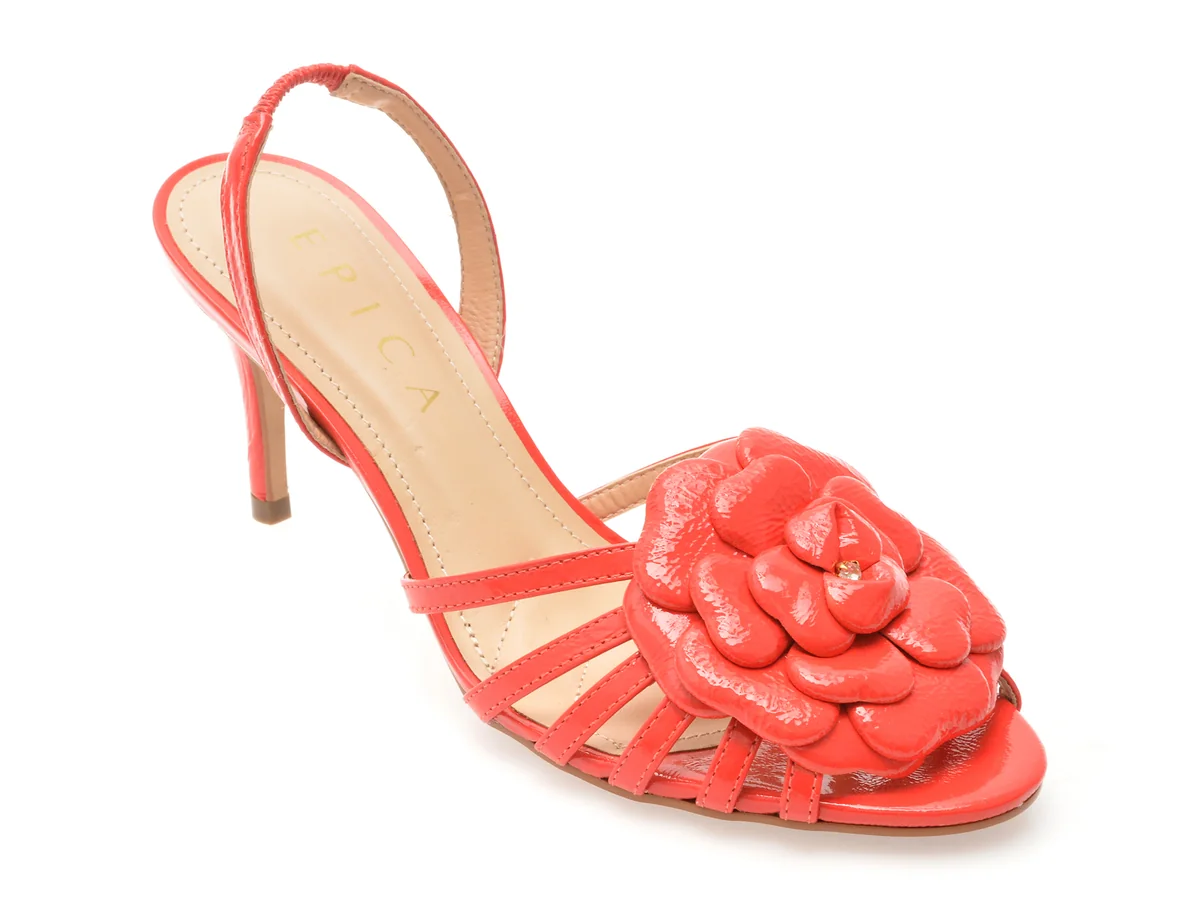 Sandale Elegante Epica Roșii, 2538002, Din Piele Naturală Lacuită