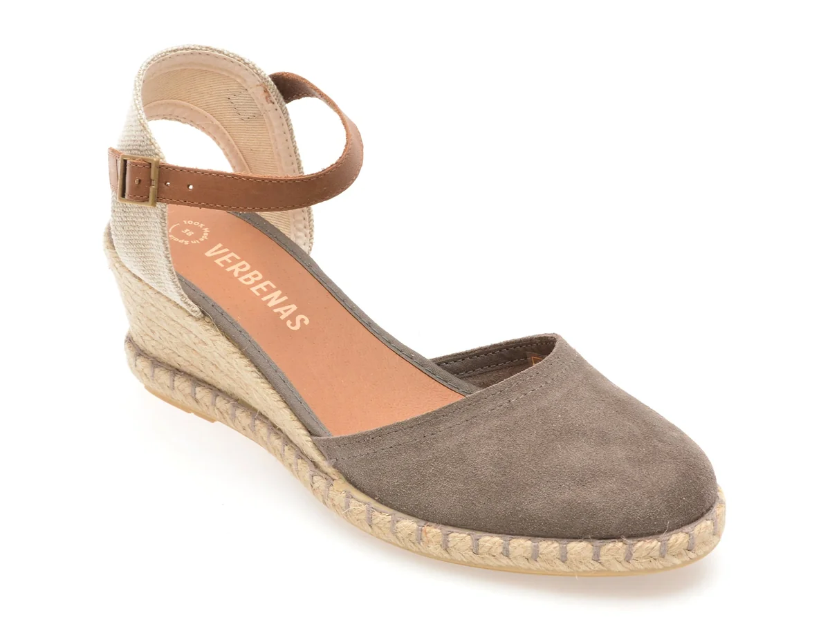 Pantofi Verbenas Gri Malena Din Piele Intoarsa