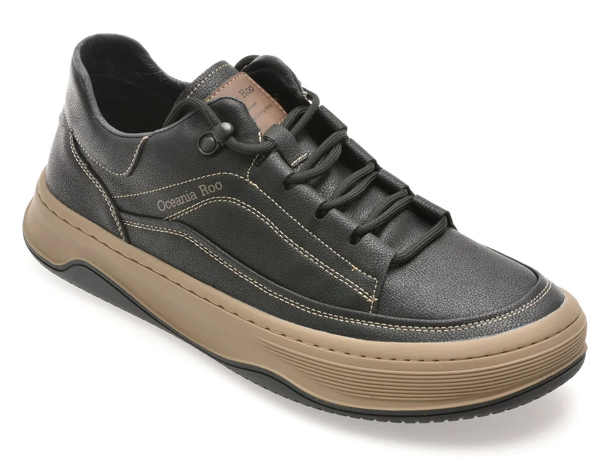 Pantofi Sport Oceania Roo Negri, 56091, Din Piele Naturala
