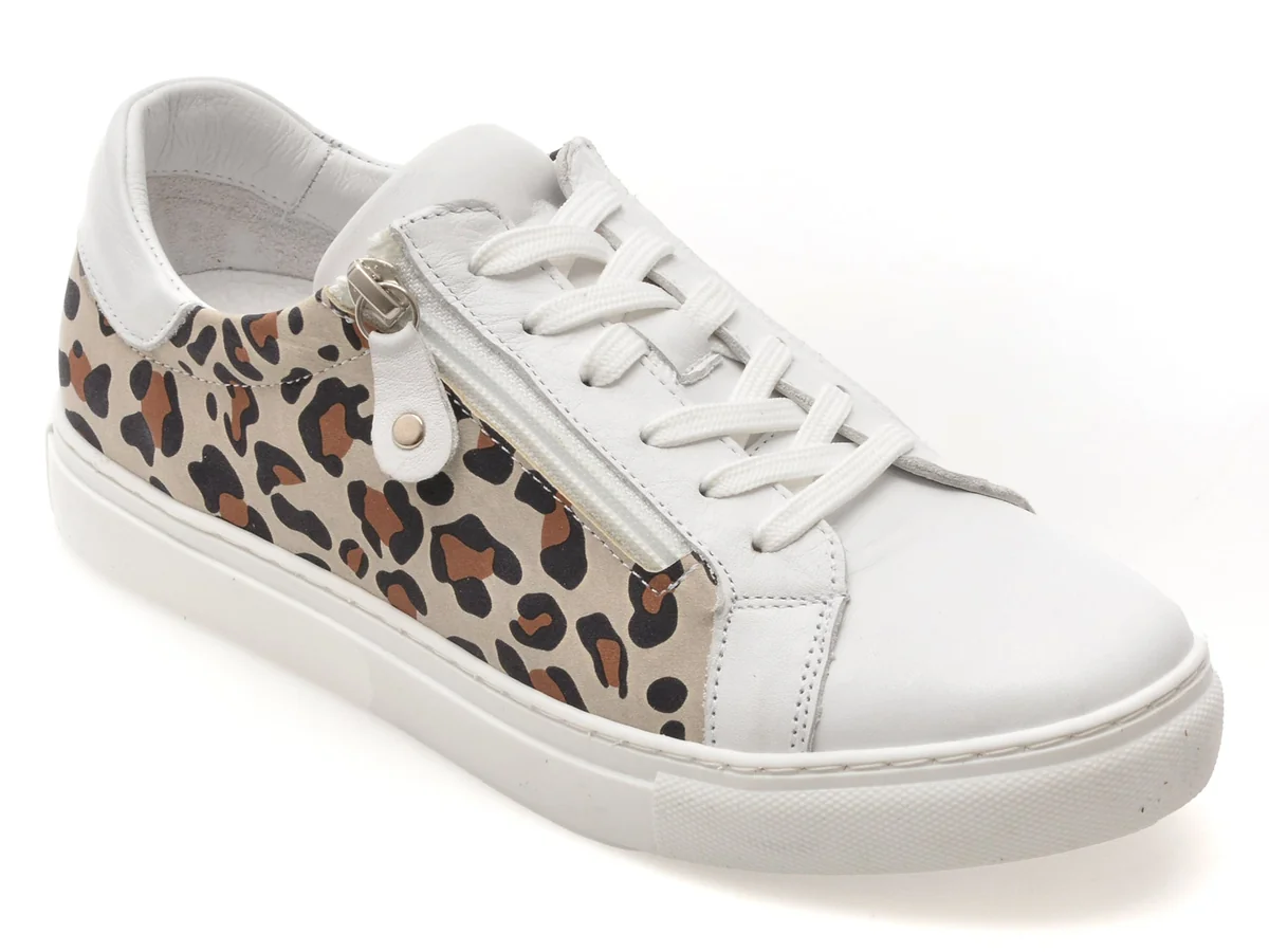 Pantofi Sport Flavia Passini Albi, 24025, Din Piele Naturala
