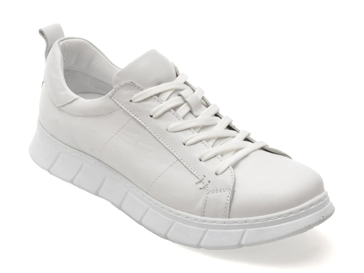 Pantofi Sport Flavia Passini Albi, 22104, Din Piele Naturala