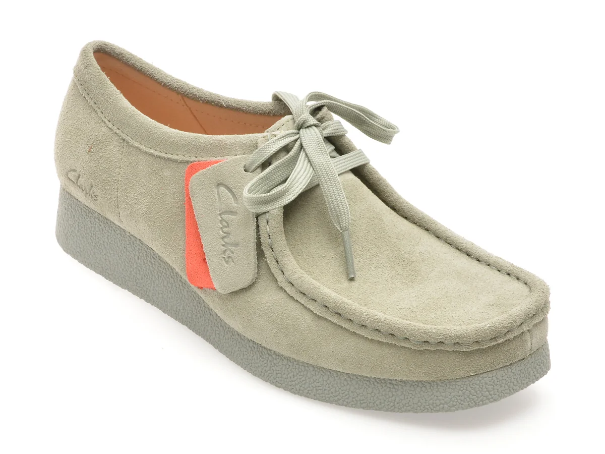 Mocasini Clarks Verzi, Wallabee Evo Sh, Din Piele Întoarsă