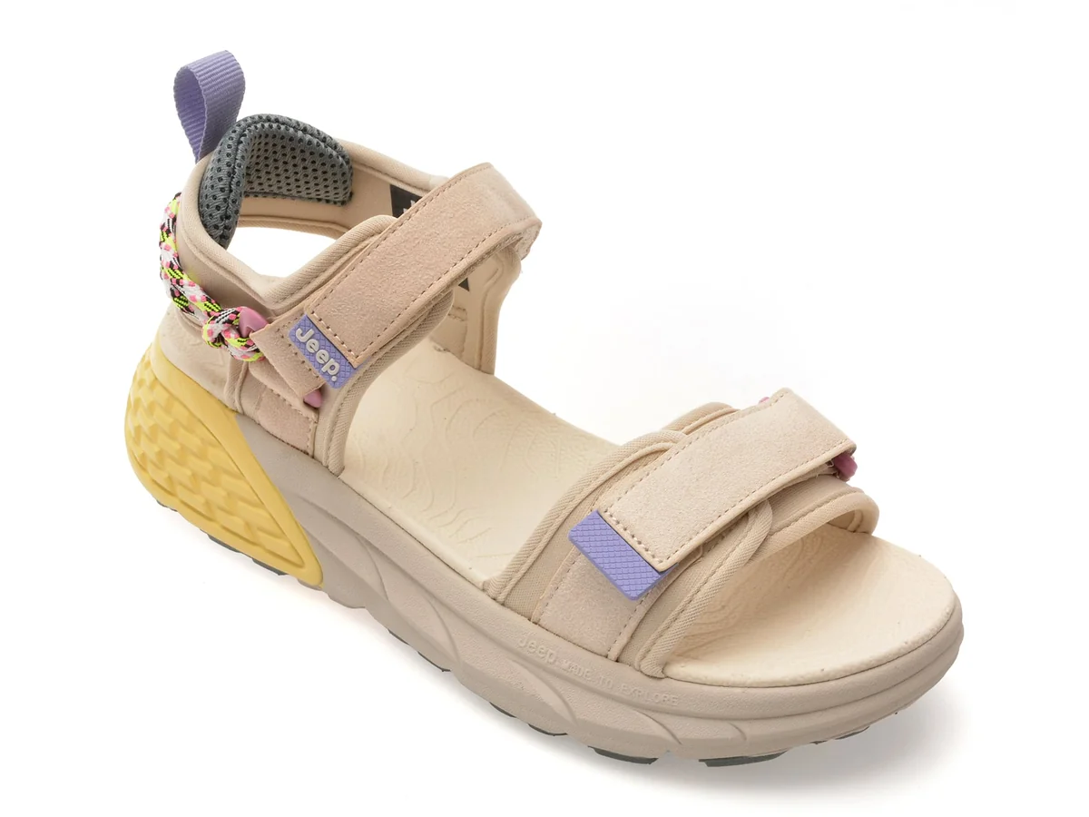 Sandale JEEP Bej, L51580A, Din Material Textil