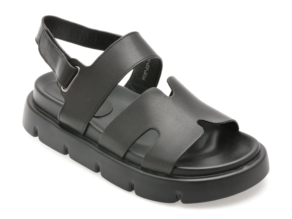 Sandale Epica Negre, 1157D32, Din Piele Naturala