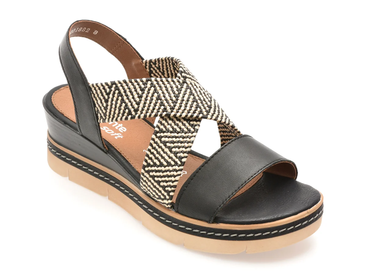 Sandale Remonte Negre, D2L54, Din Piele Naturala