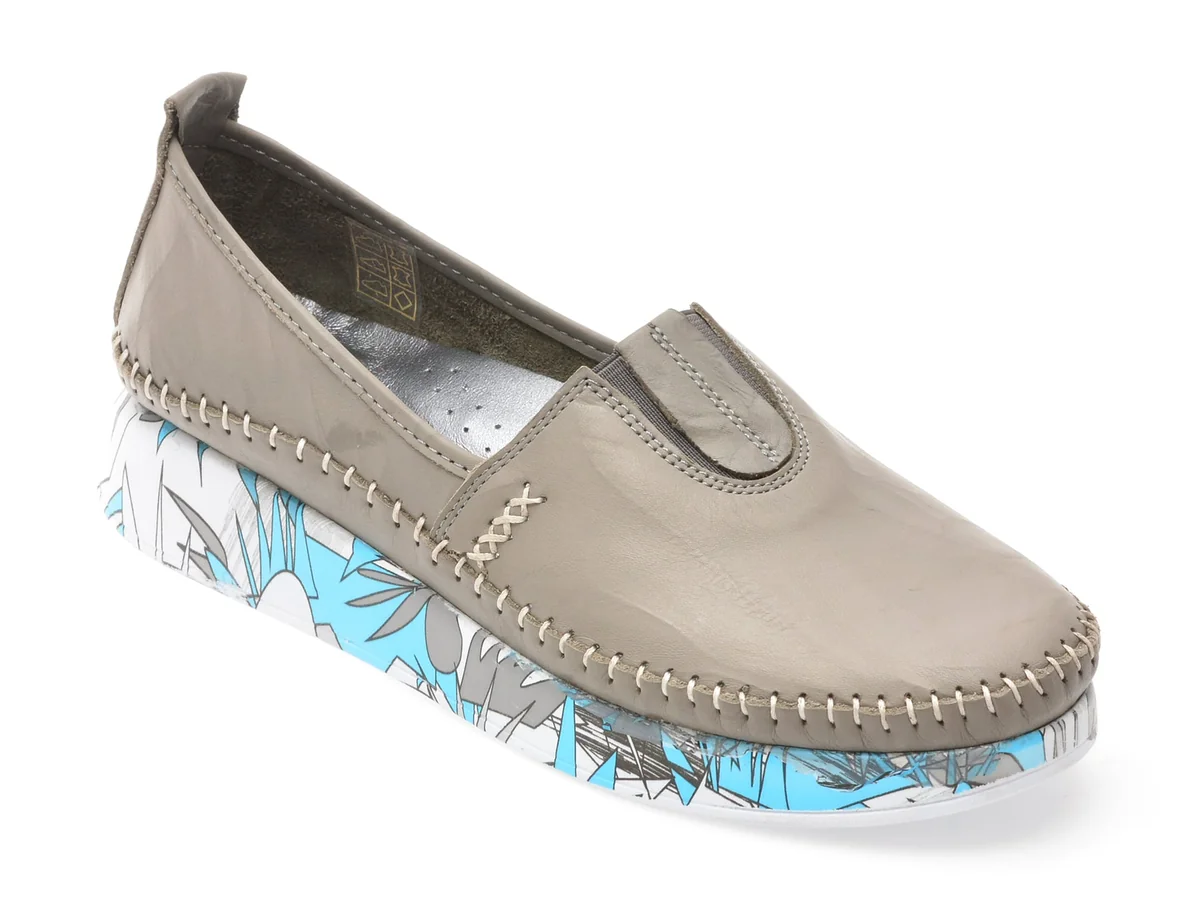 Pantofi Flavia Passini Gri, 712, Din Piele Naturală