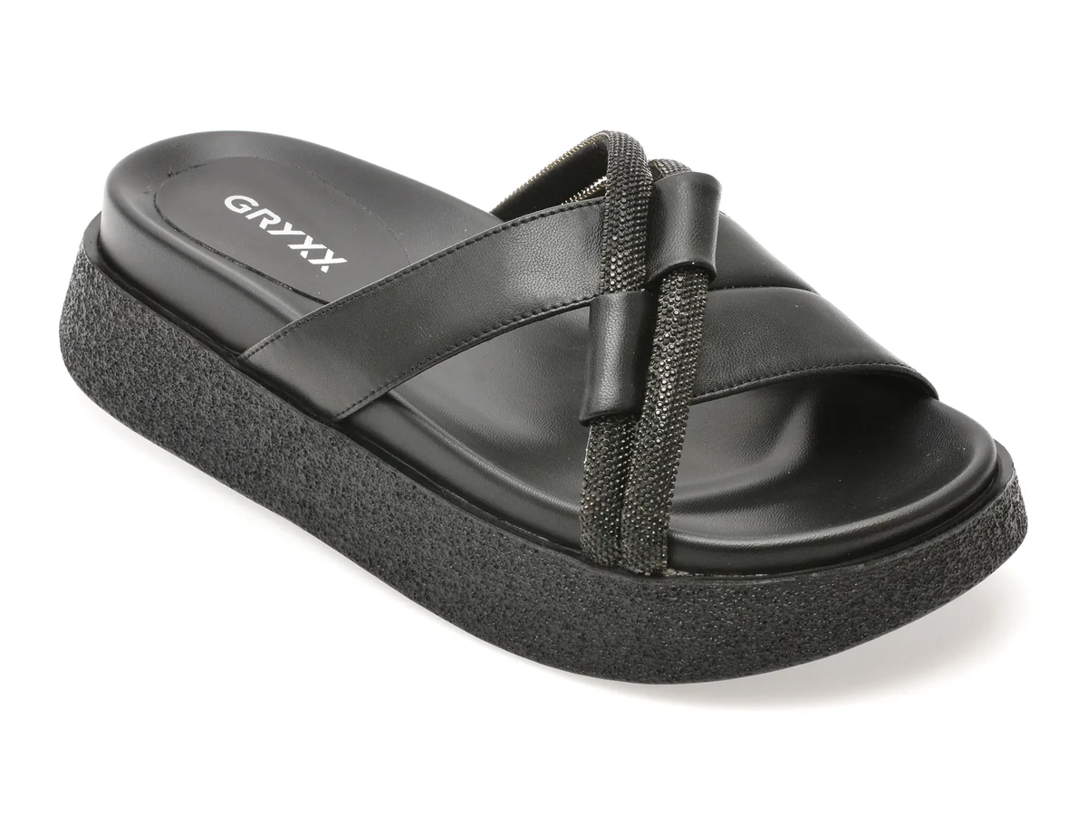 Papuci Gryxx Negri, 1350H13, Din Piele Naturală