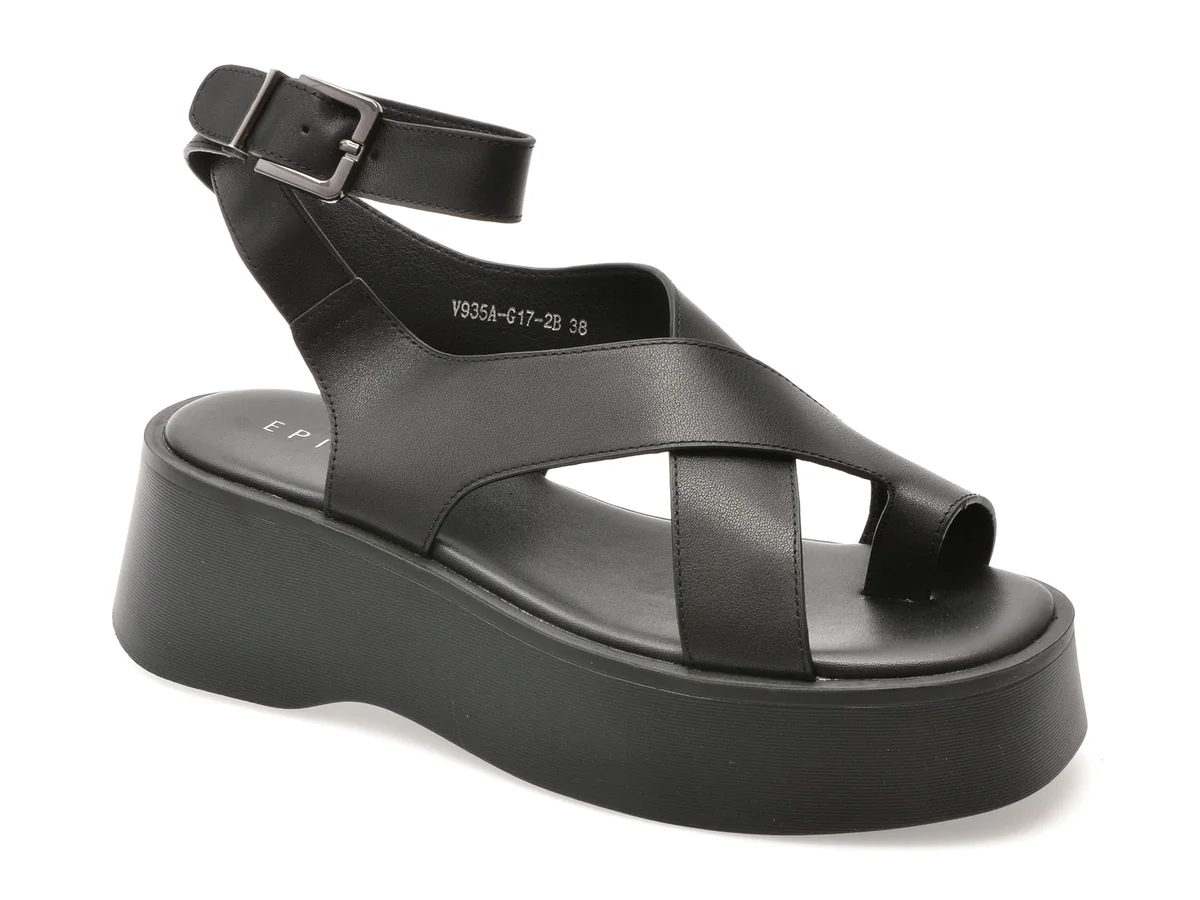 Sandale Epica Negre 935AG17 Din Piele Naturala