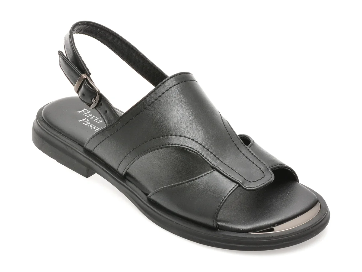 Sandale Flavia Passini Negre, 1277C23, Din Piele Naturala