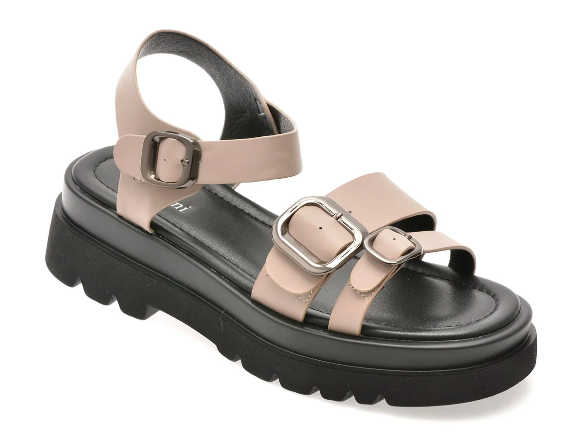 Sandale Flavia Passini Bej, V755G37, Din Piele Naturala