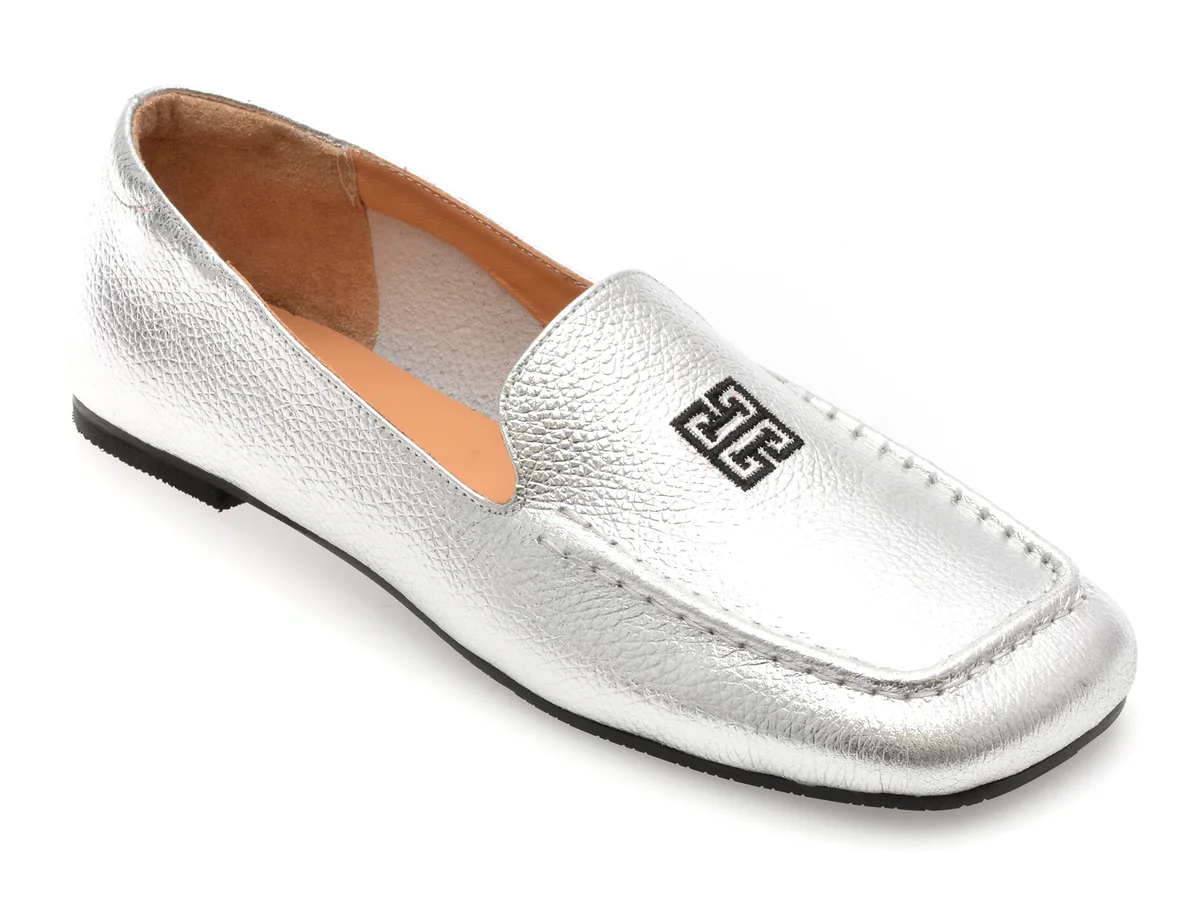Mocasini Epica Argintii, 6926006, Din Piele Naturala