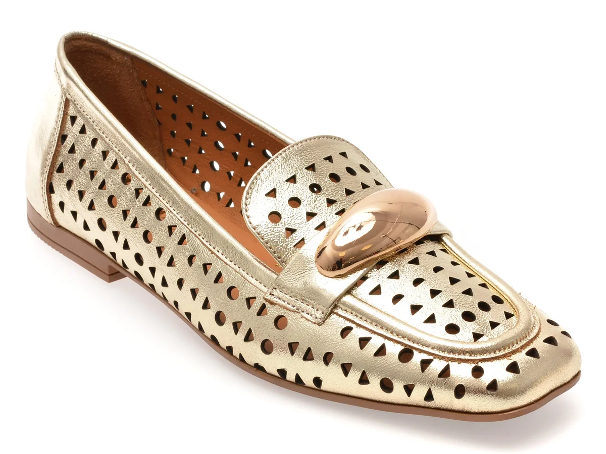 Mocasini Image Aurii, 2842853, Din Piele Naturala