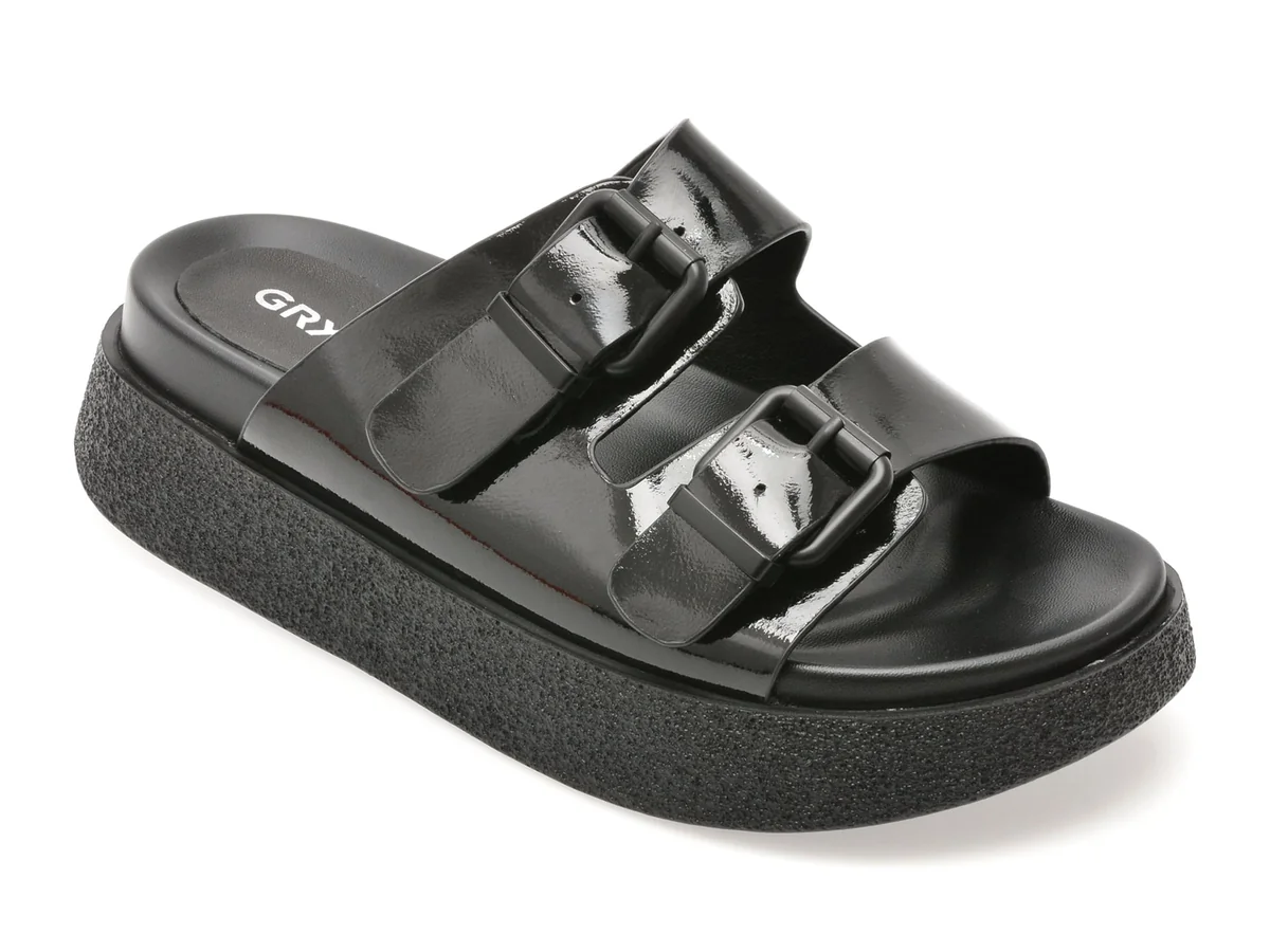 Papuci Gryxx Negri 1350D25 Din Piele Naturala Lăcuită