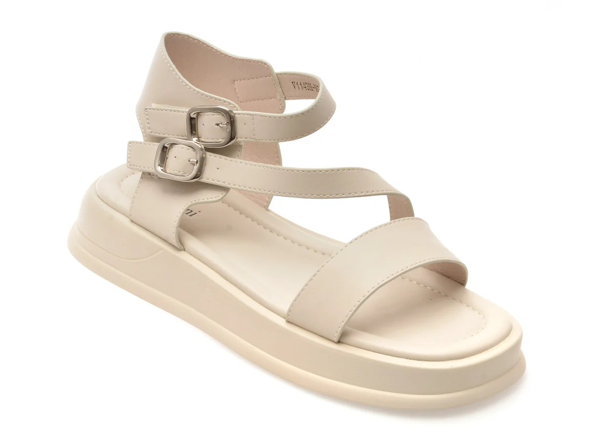 Sandale Flavia Passini Albe 1143H28 Din Piele Naturala