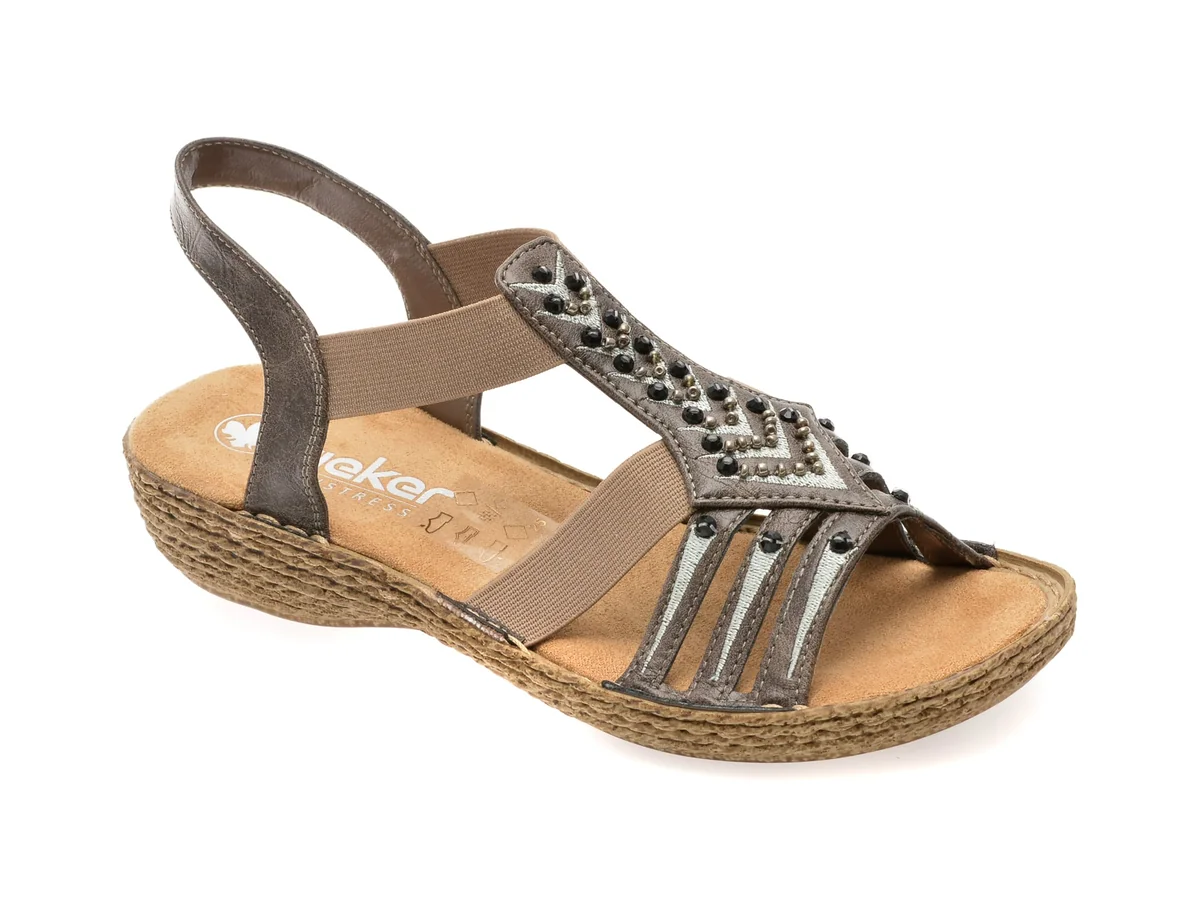 Sandale Rieker Gri, 65861, Din Piele Ecologică