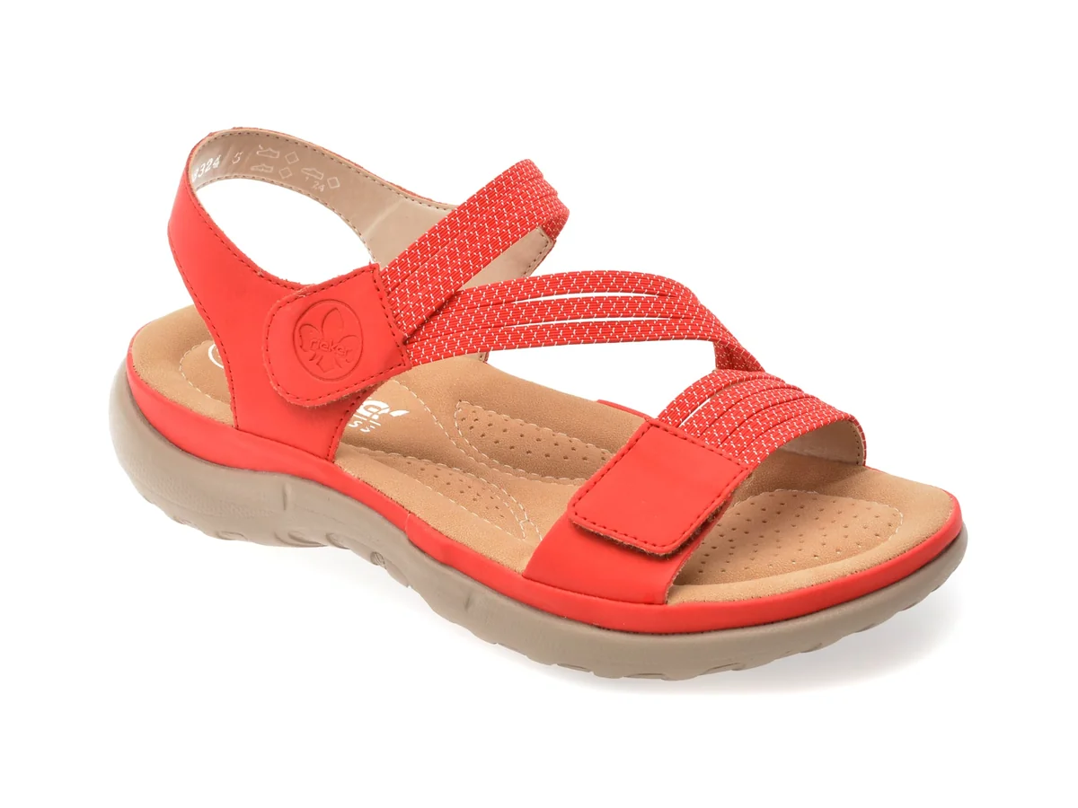 Sandale Rieker Roșii, 64870, Din Piele Ecologică