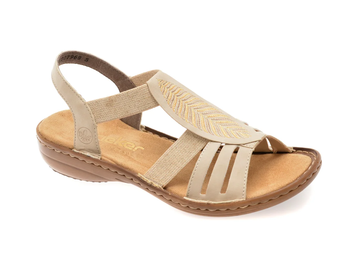 Sandale Rieker Bej, 608C0, Din Piele Ecologică