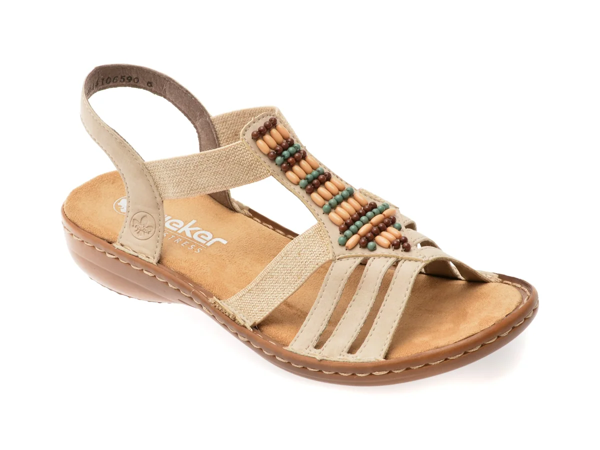 Sandale Rieker Bej, 60851, Din Piele Ecologică