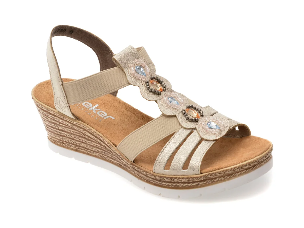 Sandale Rieker Bej 619B2 Din Piele Ecologica