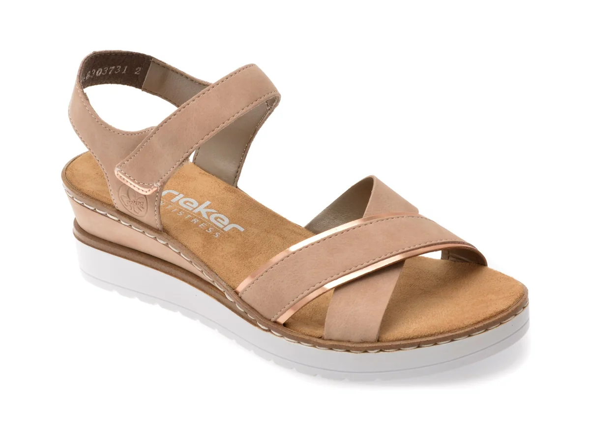Sandale Rieker Bej, V38G9, Din Piele Ecologica