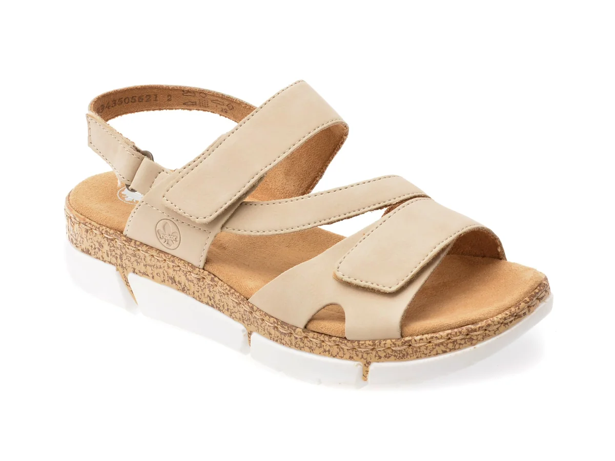 Sandale Rieker Bej, V2366, Din Piele Ecologică