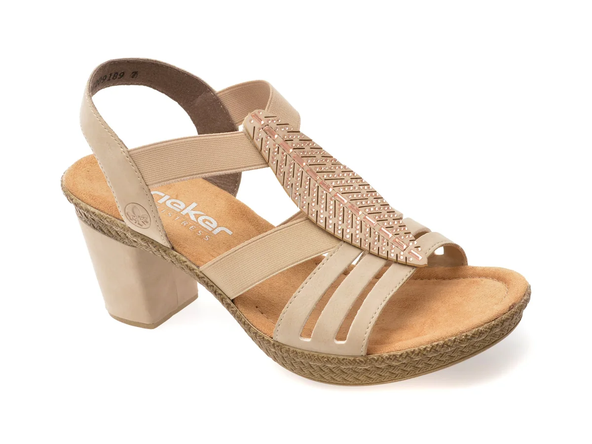 Sandale Rieker Bej 66526 Din Piele Ecologică