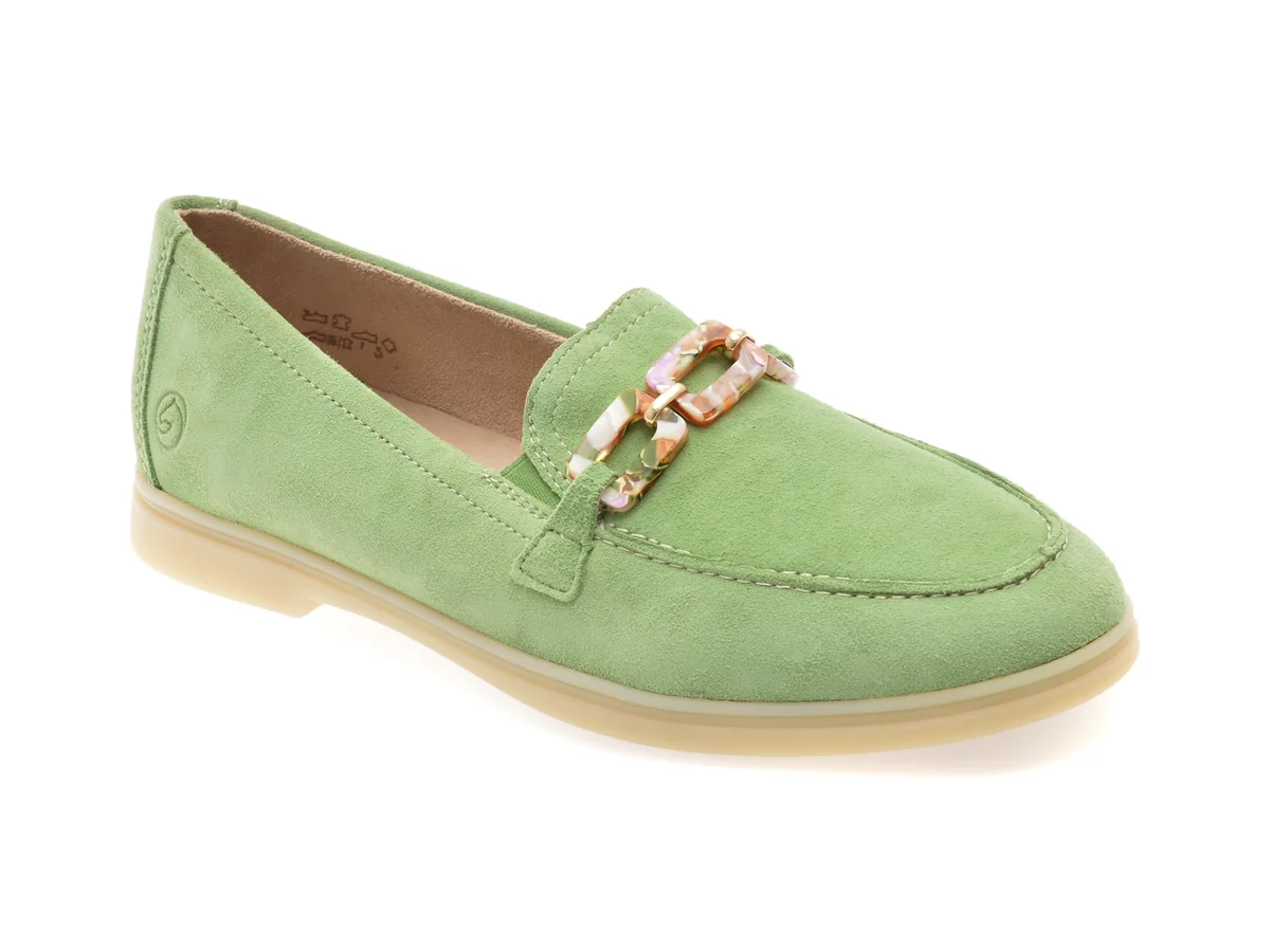 Mocasini Remonte Verzi, D2F00, Din Piele Intoarsa