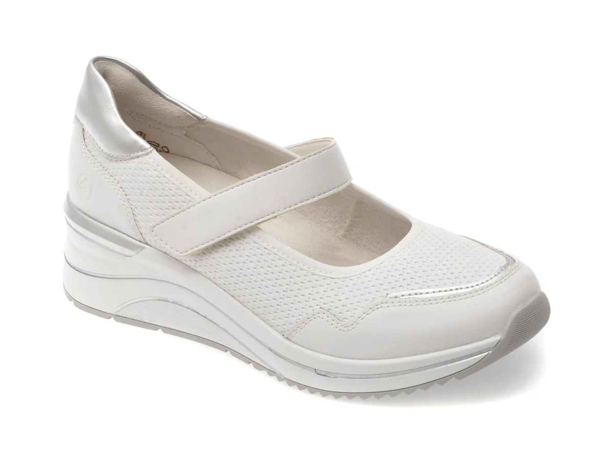 Pantofi Remonte Albi, D0T13, Din Piele Naturala