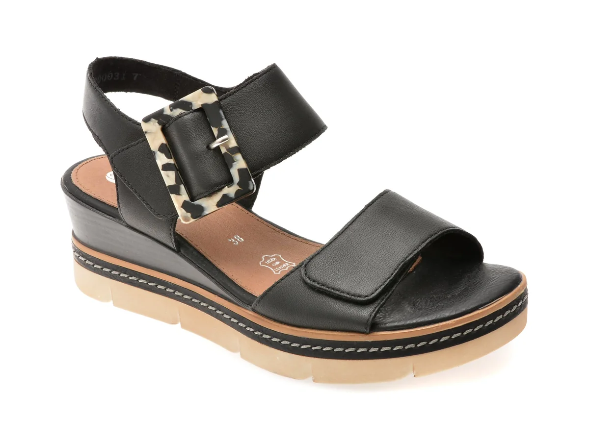 Sandale Remonte Negre, D2L53, Din Piele Naturală