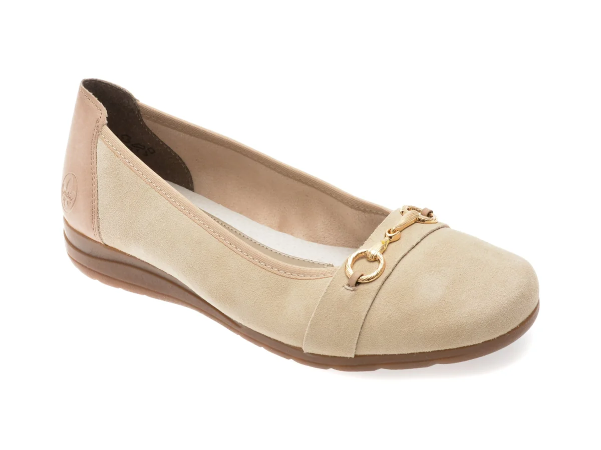 Balerini Rieker Gri, L9360, Din Piele Naturala