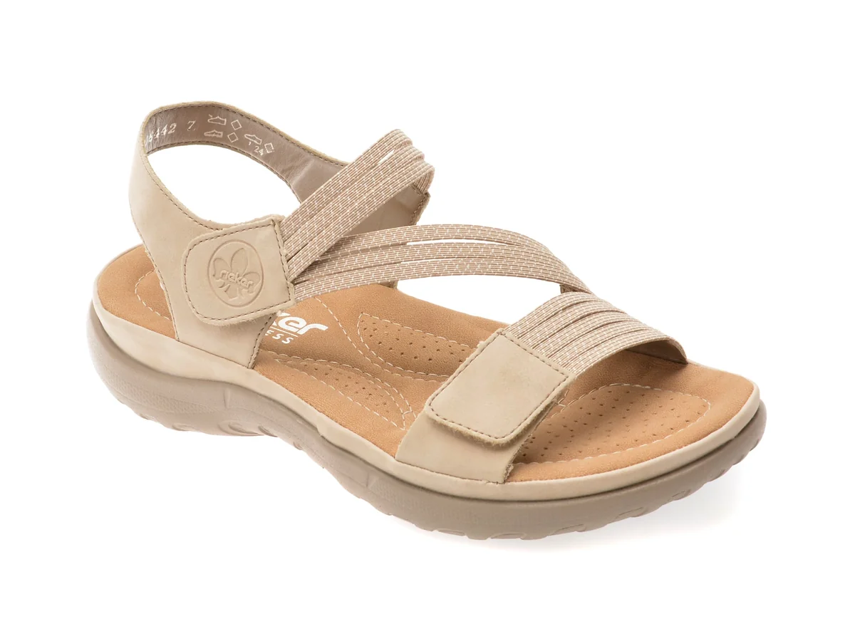 Sandale Rieker Bej, 64870, Din Piele Ecologică