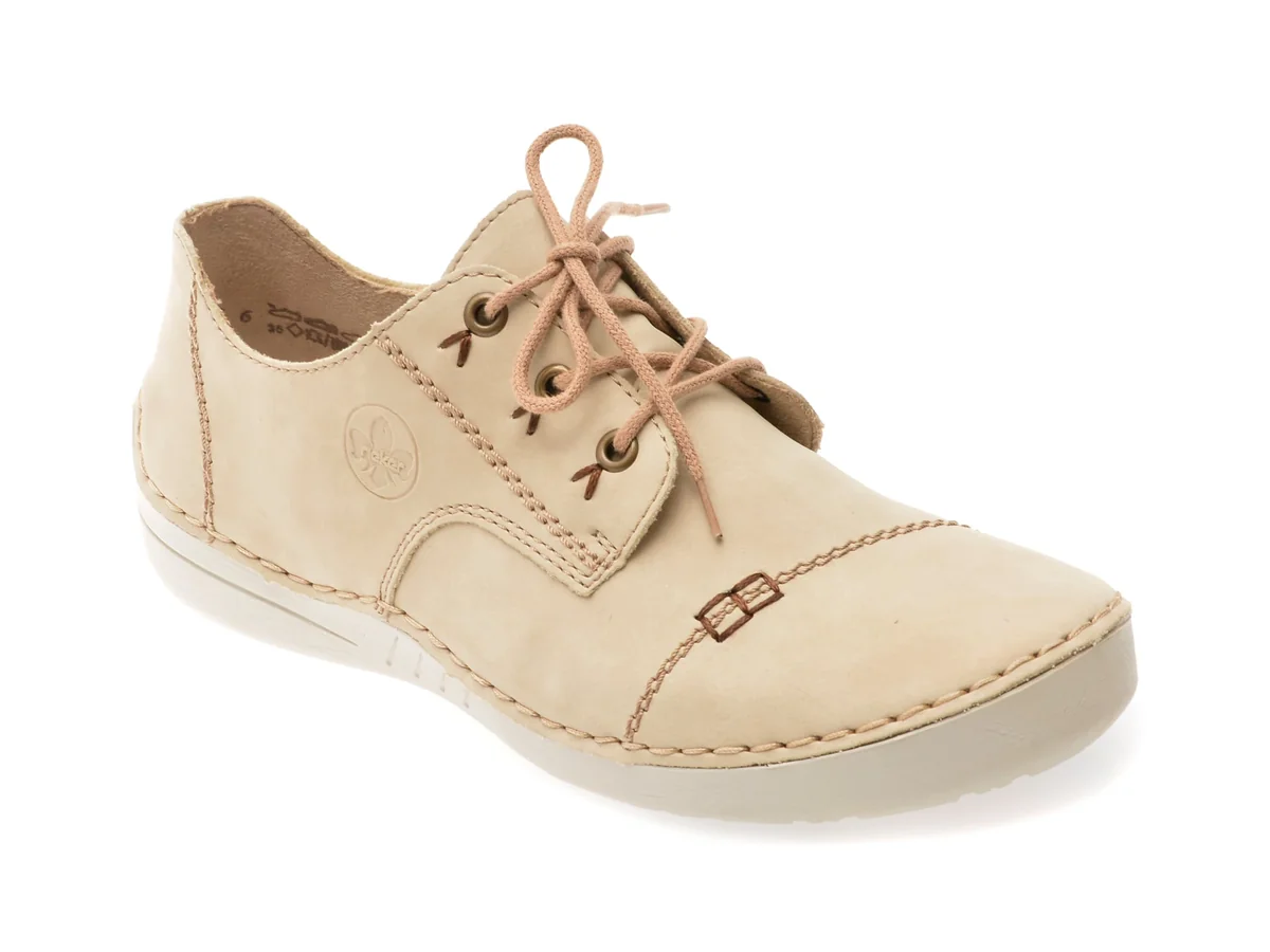 Pantofi Rieker Bej, 52520, Din Piele Ecologica