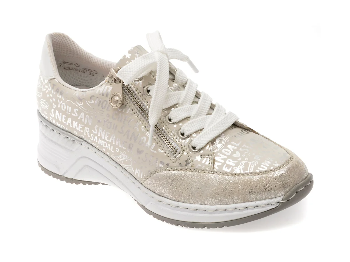 Pantofi Sport Rieker Argintii, N4316, Din Piele Ecologică