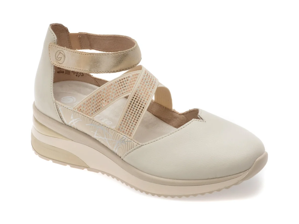 Pantofi Remonte Bej, D2411, Din Piele Naturala