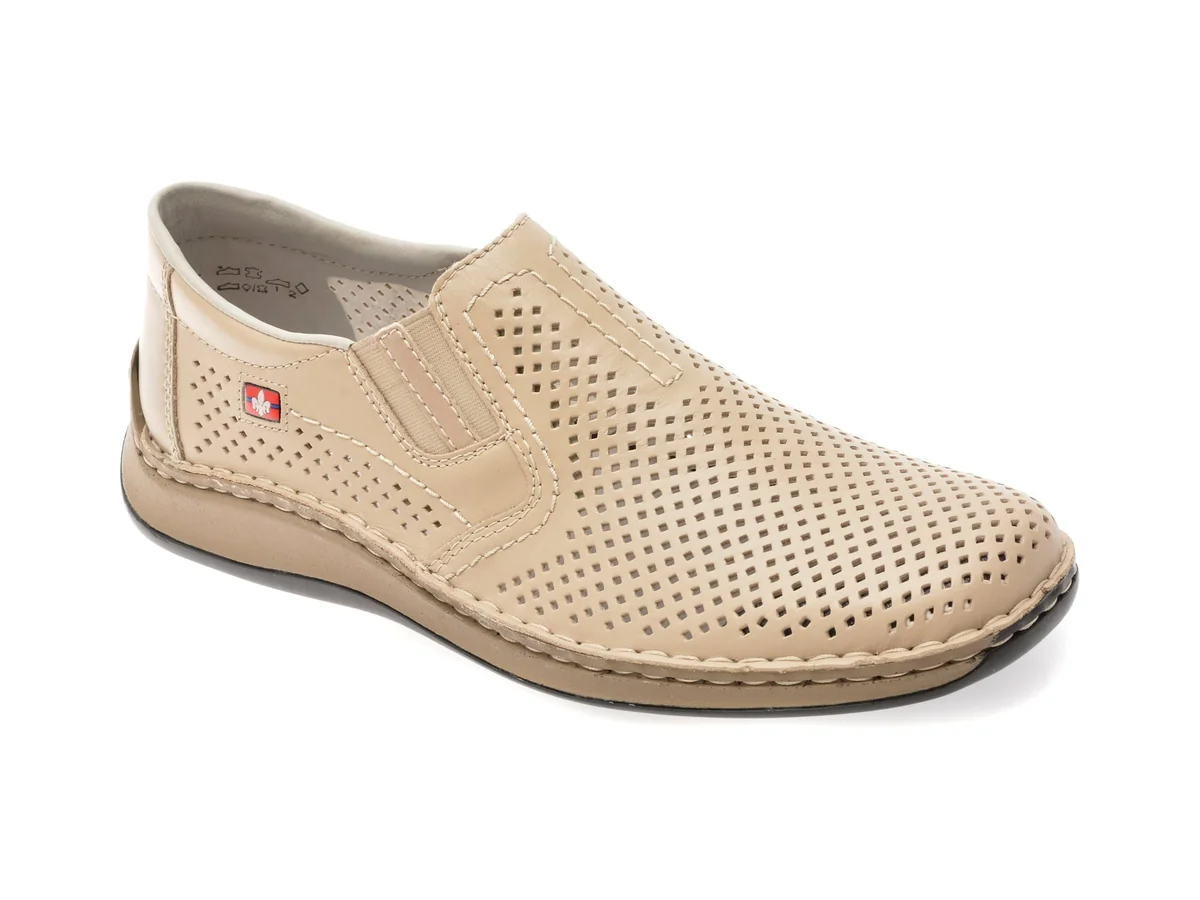 Pantofi RIEKER Bej, 5297, Din Piele Naturală