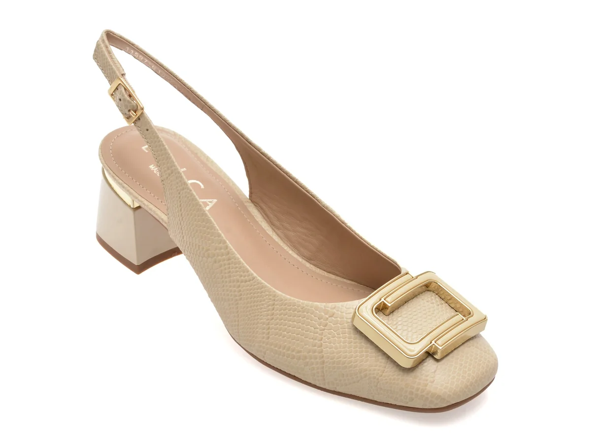 Pantofi Epica Bej, 1159724, Din Piele Naturală