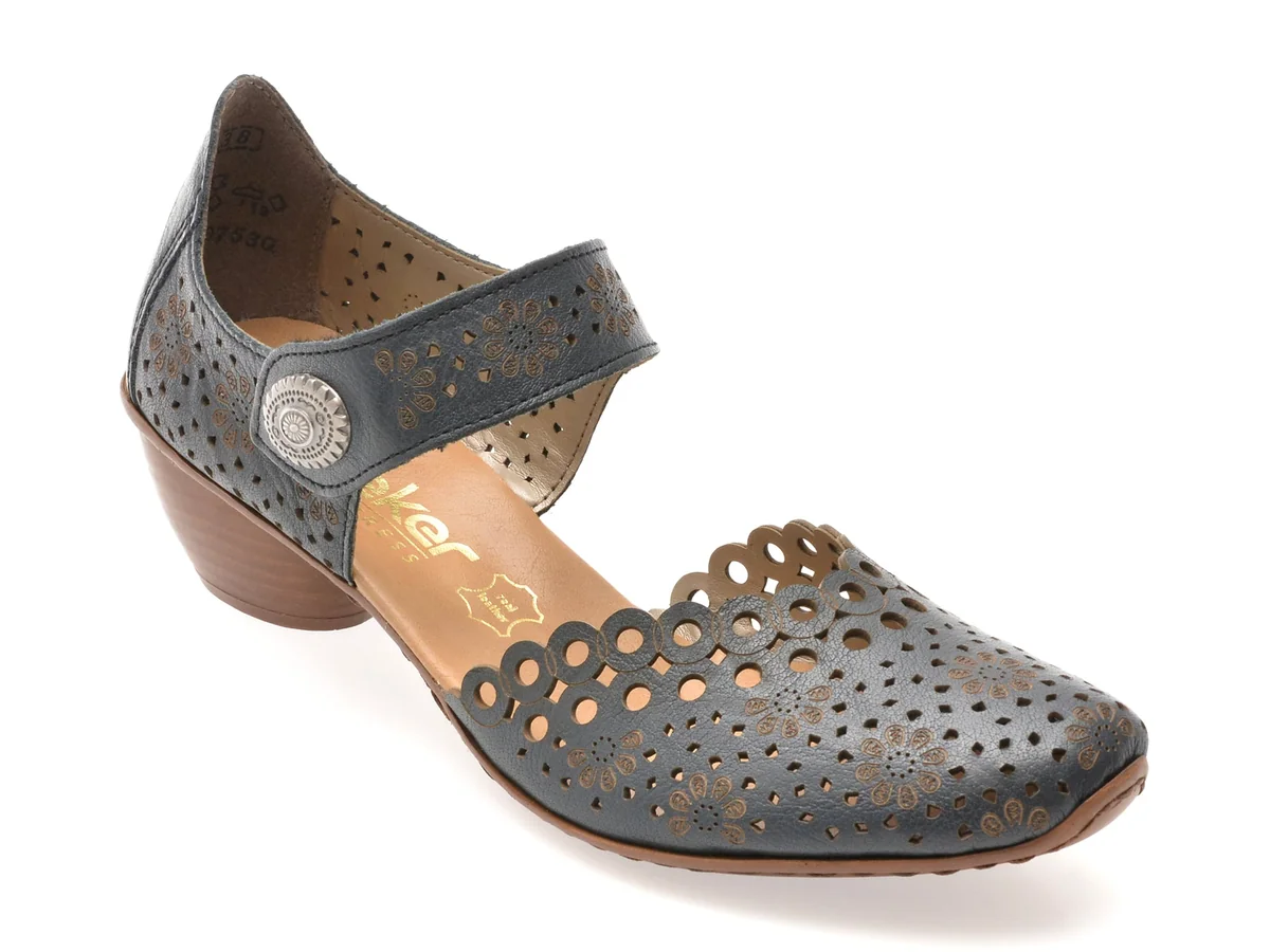 Pantofi Rieker Bleumarin, 43753, Din Piele Naturala