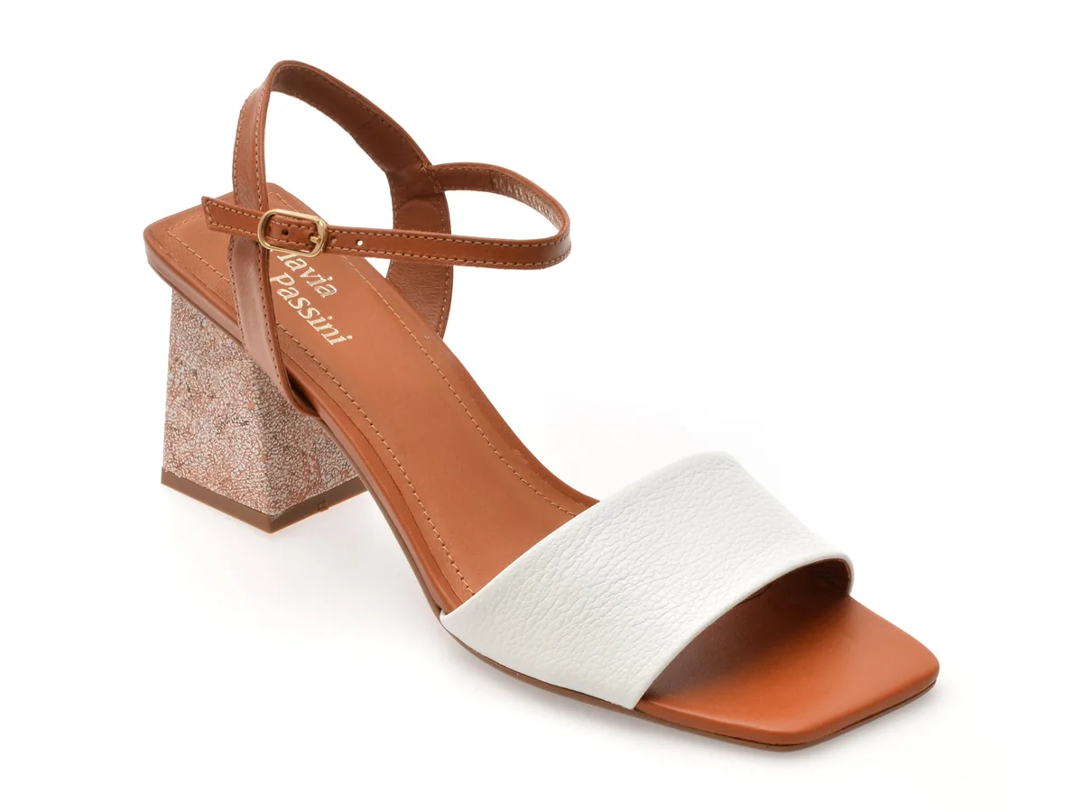 Sandale Flavia Passini Albe 1049665 Din Piele Naturala