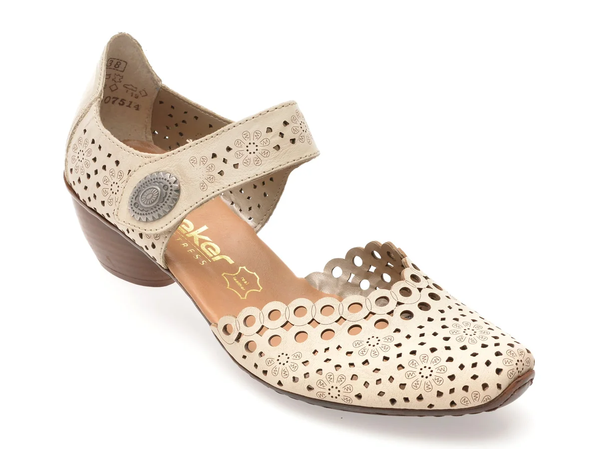 Pantofi Rieker Bej, 43753, Din Piele Naturala